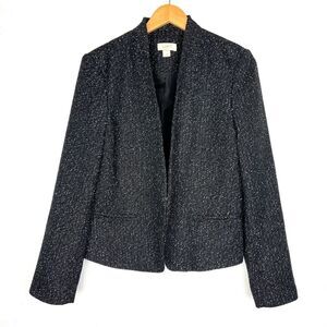 LOFT Black Tweed Collarless Office Career Blazer size 14